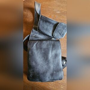 Black Leather Travel Crossbody Bag